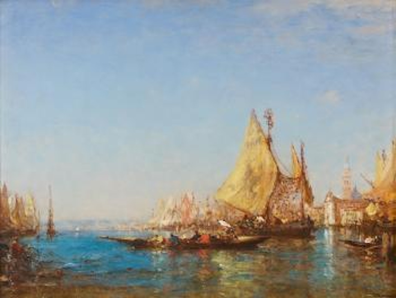 Bagosi et sandolo à Chioggia, Venise by Félix Ziem