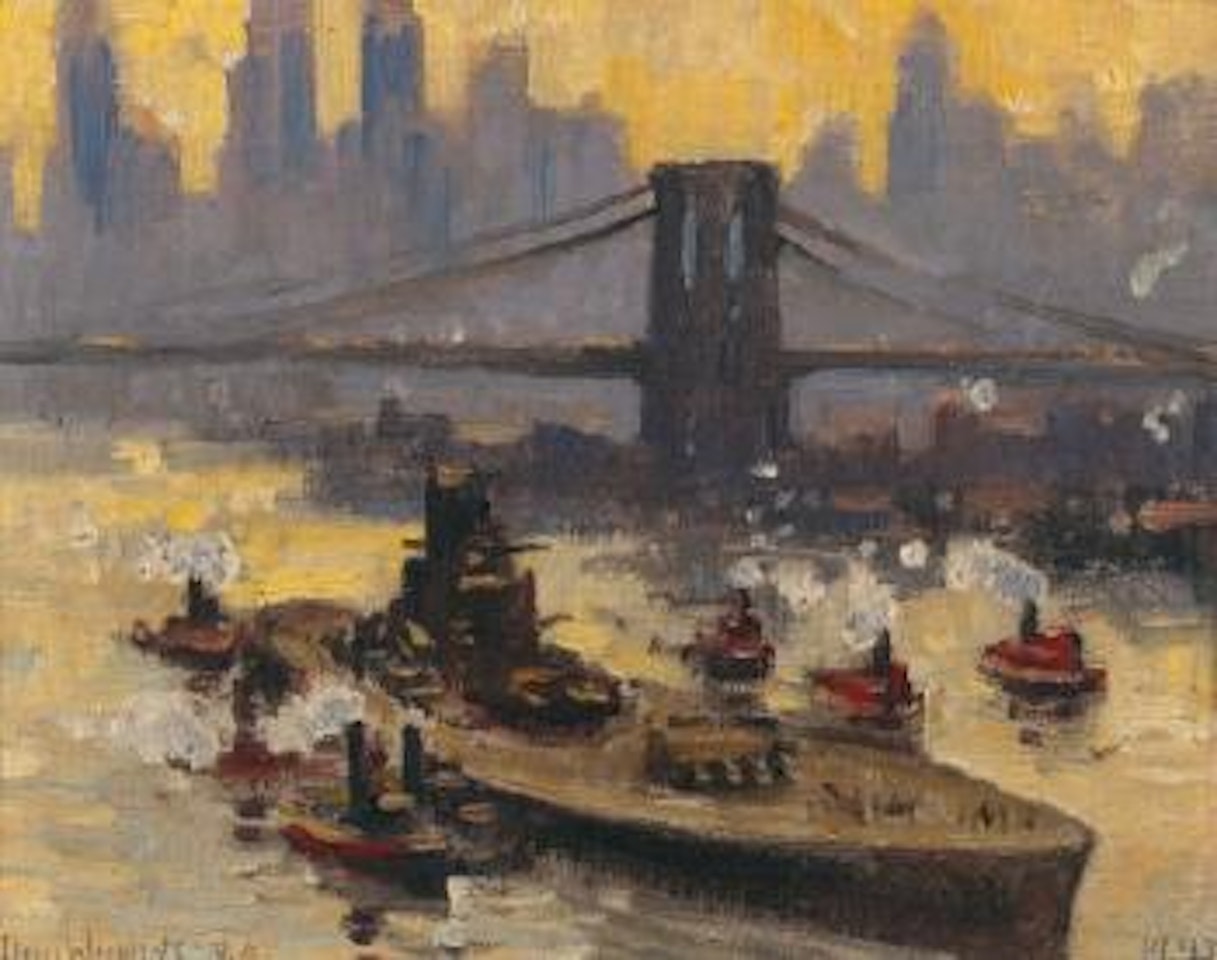 The French Warship 'Richelieu' in the East River by Guy Carleton Wiggins