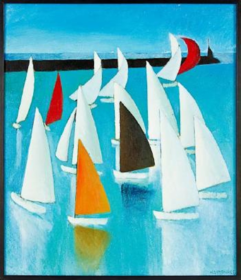 Boats on the harbour, New Plymouth by Michael Smither