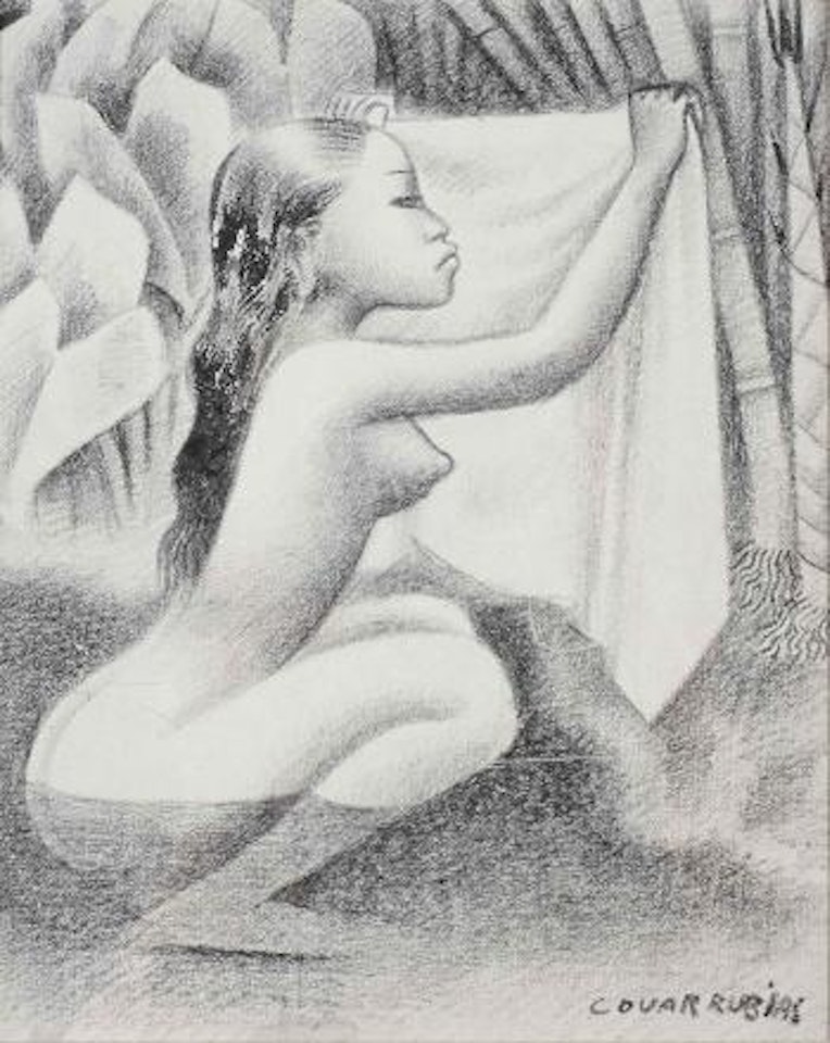 Bather Holding Up Her Yellow Kemban by Miguel Covarrubias