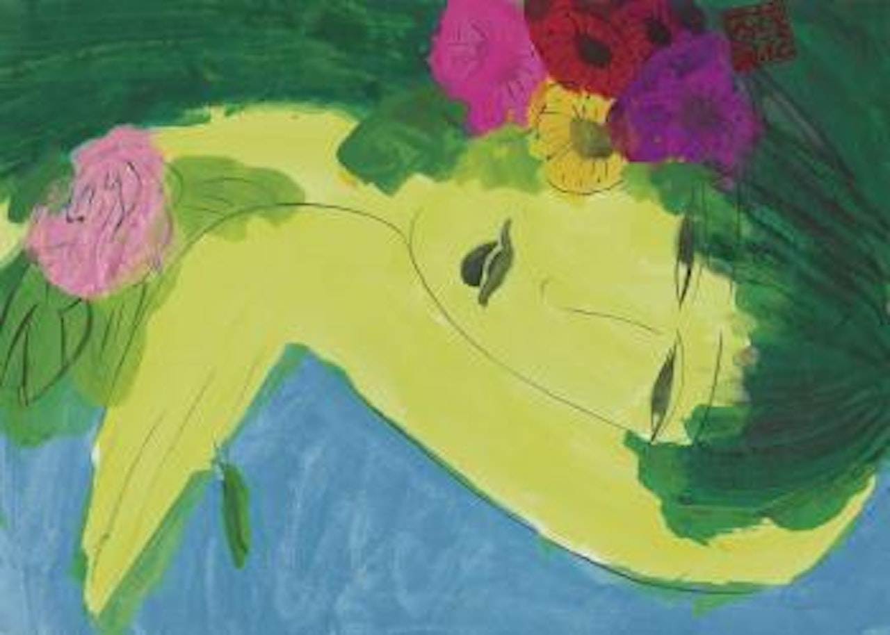 Woman with Flowers by Walasse Ting