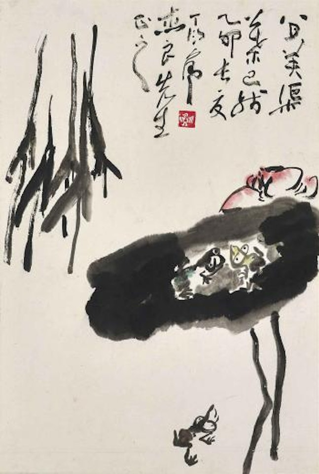 Frogs on a Lotus leaf by Ding Yanyong