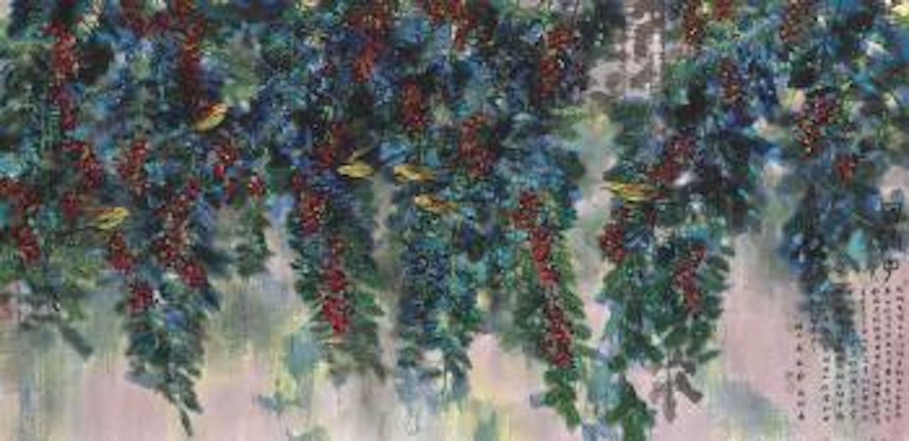 Birds and Red Berries by Huang Yongyu