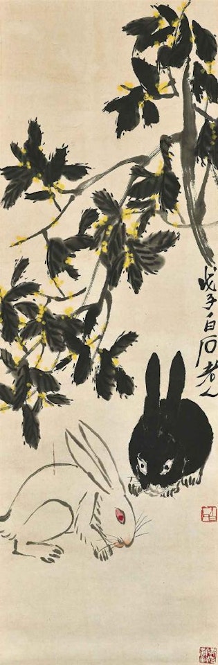 Two Rabbits by Qi Baishi