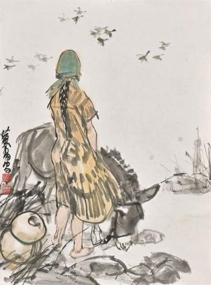 Lady with Donkey by Huang Zhou