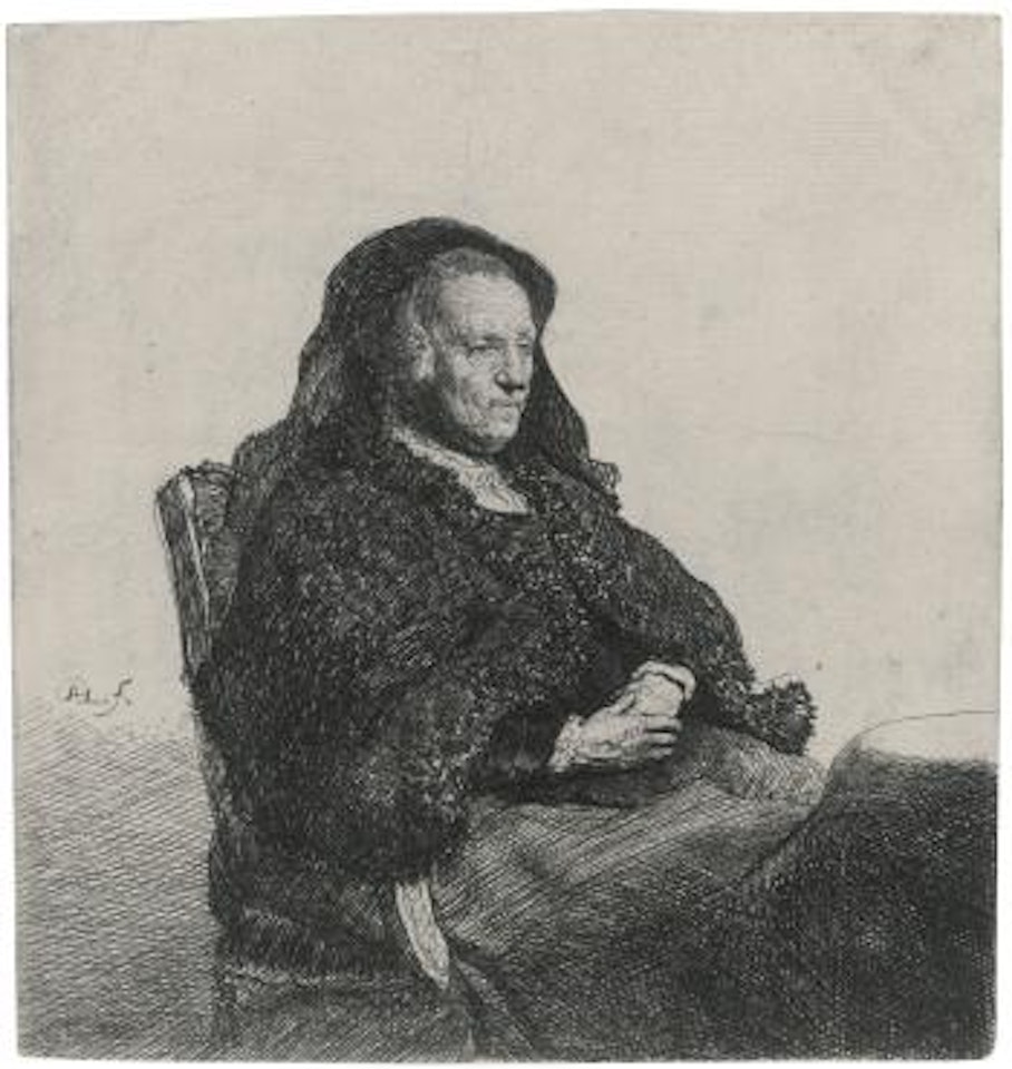 The Artist's Mother Seated At A Table, Looking Right: Three Quarter Length (B., Holl. 343; New Holl. 91; H. 52) by Attributed to Rembrandt Harmensz van Rijn