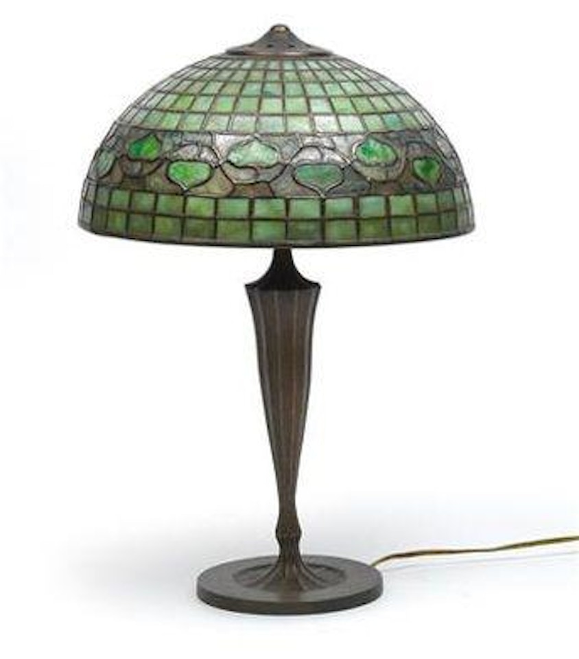 A two-light table lamp by Tiffany Studios