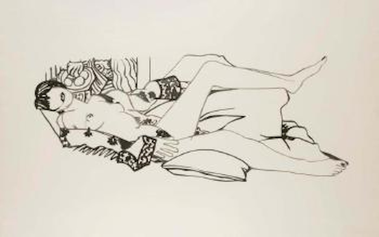 Monica nude with purple robe by Tom Wesselmann