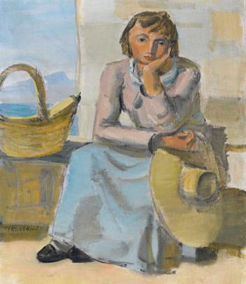 Jeune paysanne pensive by Maurice Barraud