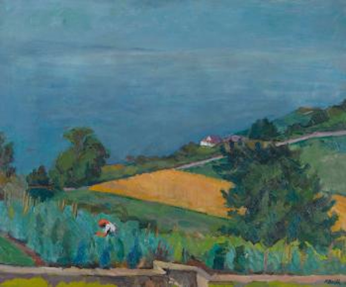 Seeuferlandschaft mit Bäuerin by Paul Basilius Barth
