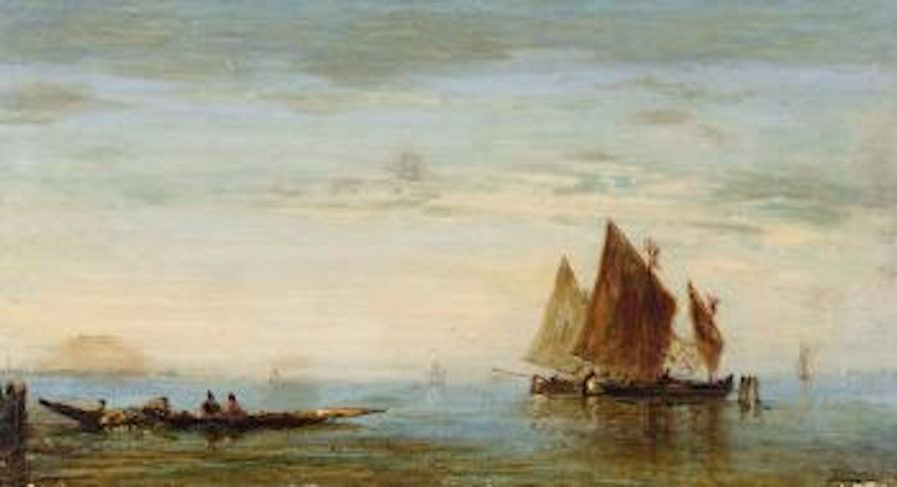 Boote in der Lagune von Venedig by Félix Ziem