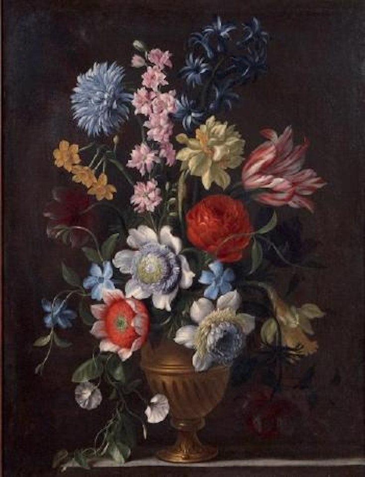 Bouquet de fleurs dans un vase en bronze doré by Pier Francesco Cittadini
