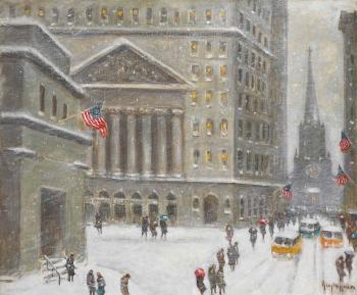 Broad and Wall Streets, in Winter by Guy Carleton Wiggins