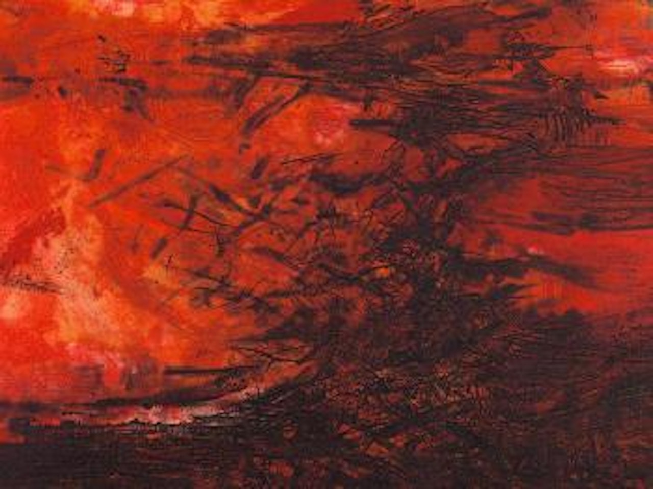 Abstract Composition in Red by Zao Wou-Ki