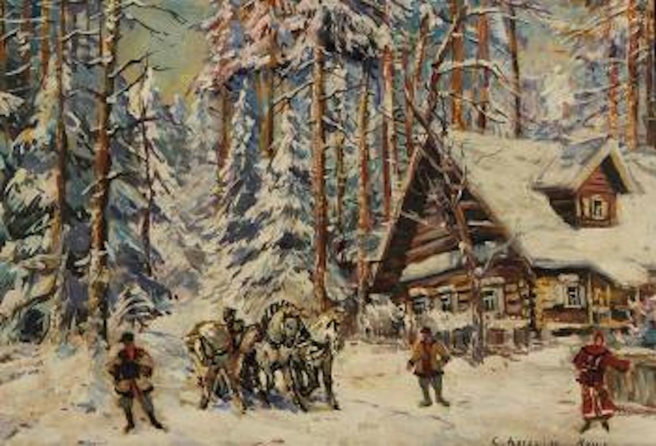 At the Winter Cabin by Konstantin Alekseevich Korovin