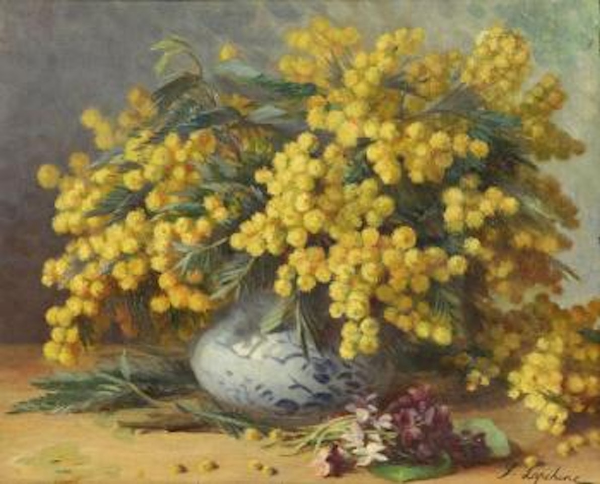 Mimosas in a Chinese Vase by Georgij Aleksandrovic Lapschin