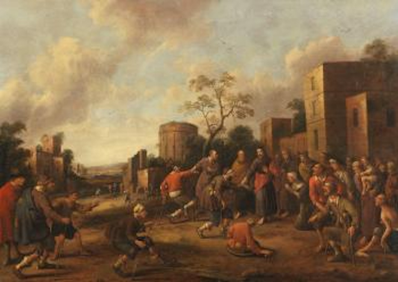 Jesus heilt die Blinden und Lahmen by Joost Cornelisz Droochsloot