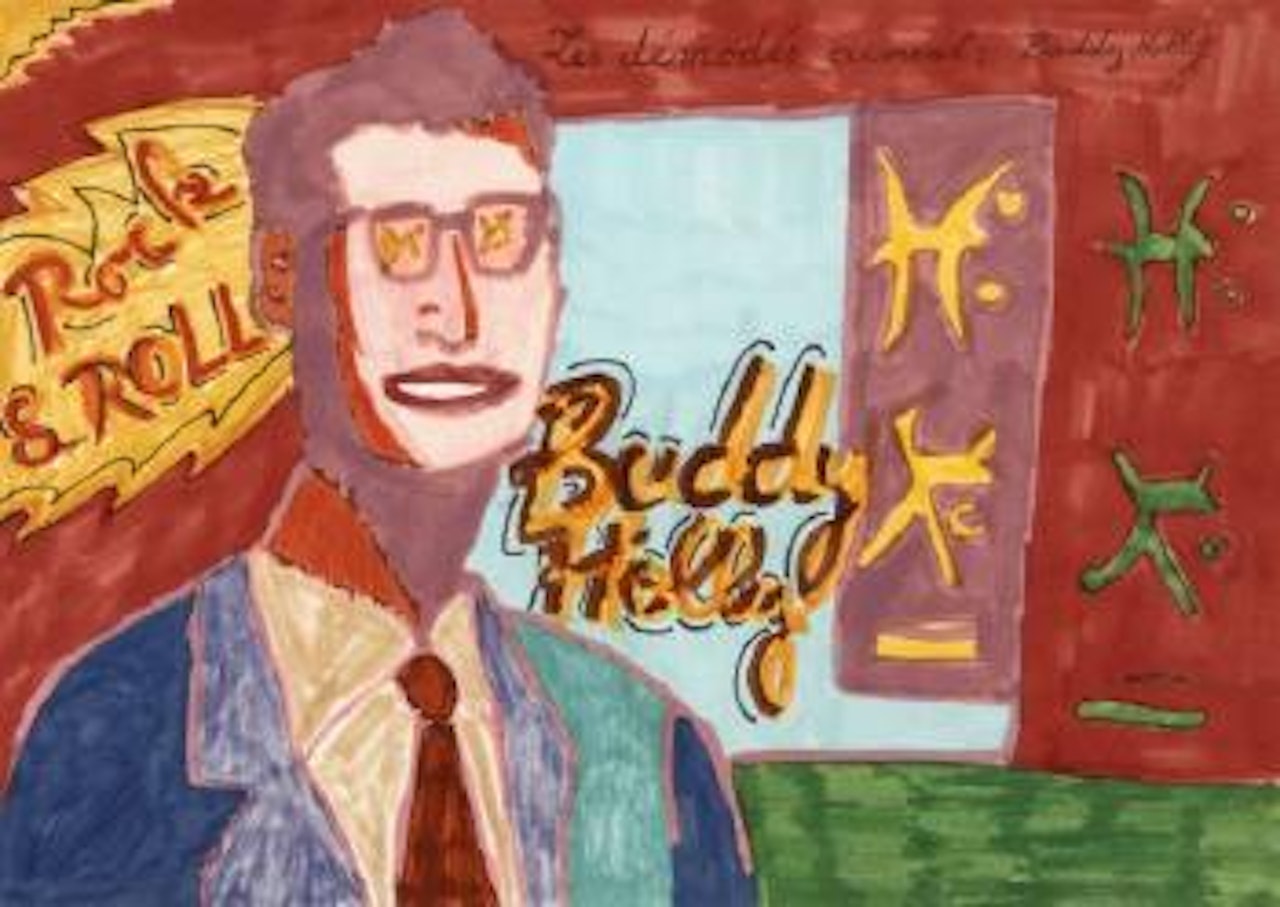 Les démodés aiment: Buddy Holly by Robert Combas