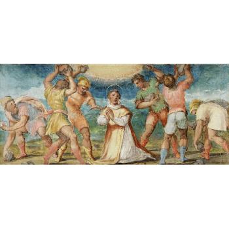 The Stoning of Saint Peter. The gathering of the Manna by Florentine School