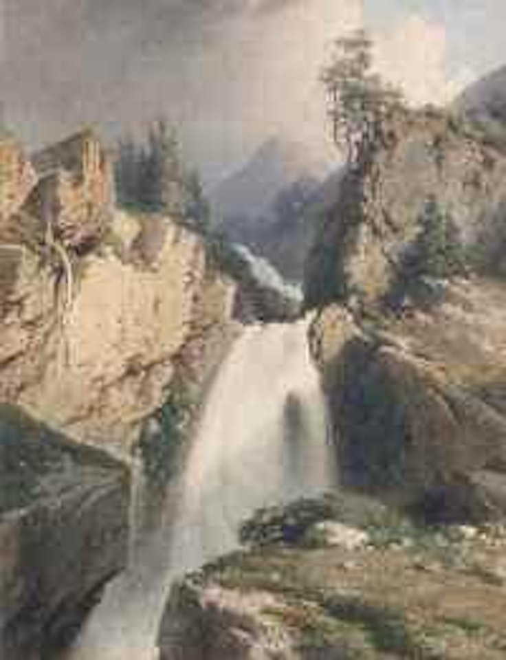 PAINTING PAYSAGE DE MONTAGNE À LA CASCADE by Jean Vict…