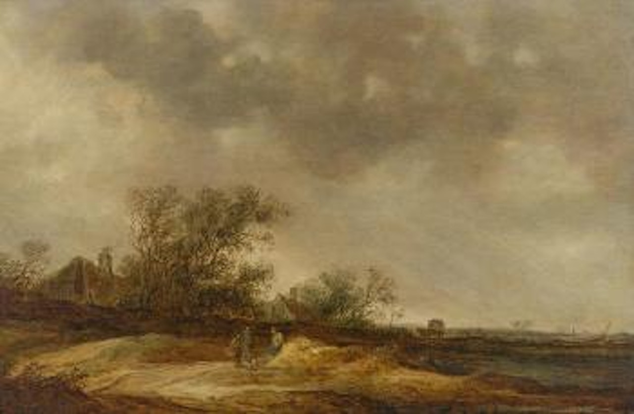 Landschaft mit drei Landleuten by Jan van Goyen