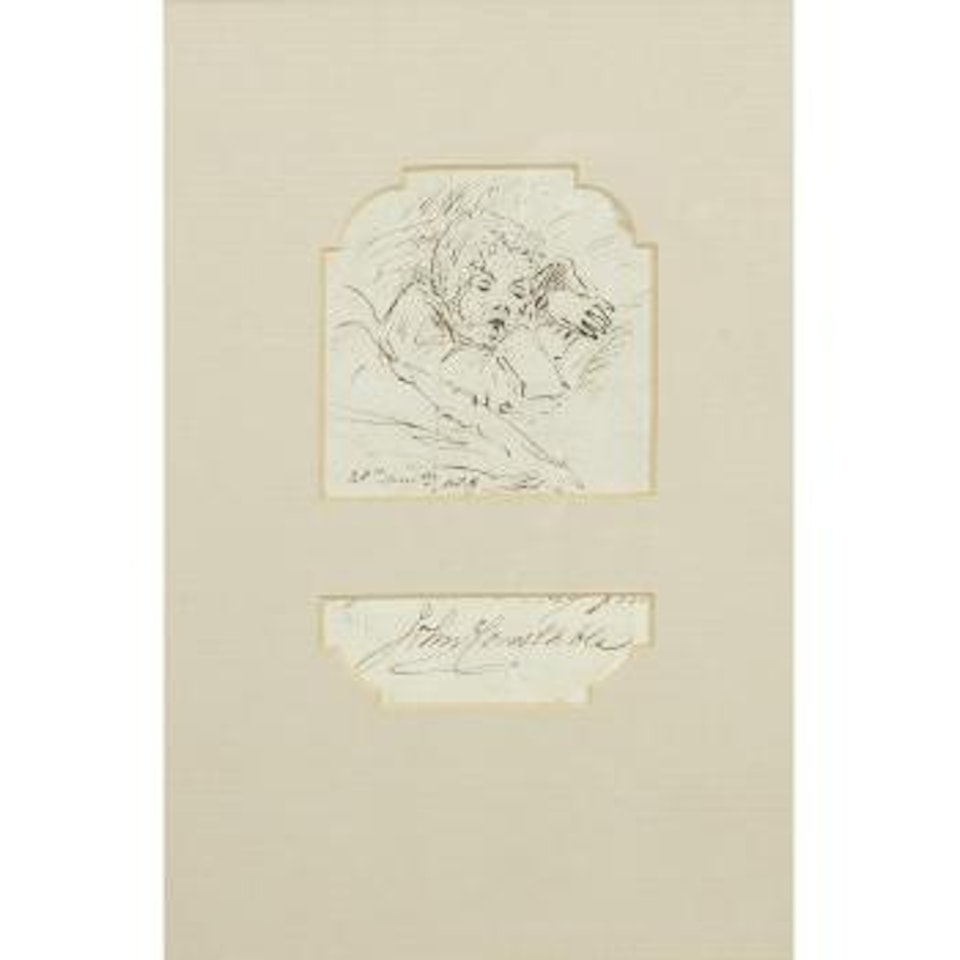 Sketch of Maria Louisa Constable, in a lace cap and gown, sleeping sight by John Constable