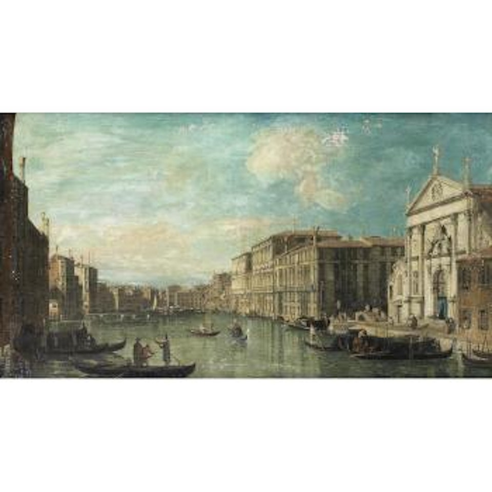 The Grand Canal, Venice, with the Church of San Stae in the foreground by Bernardo Bellotto by English School
