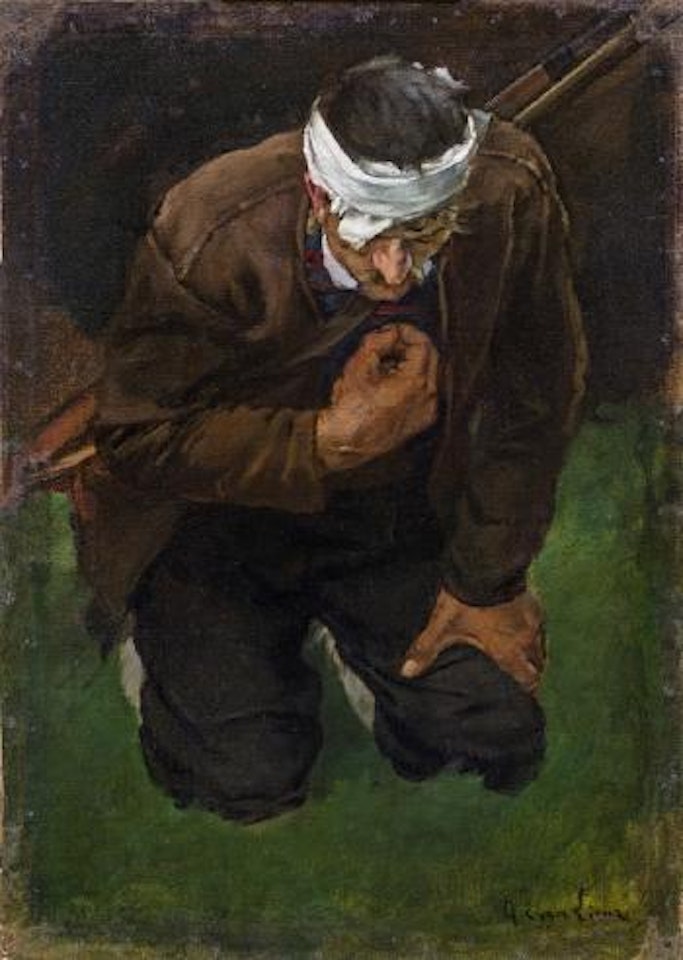 Kniender Bauer, Studie zum Ave Maria nach der Schlacht am Bergisel by Albin Egger-Lienz