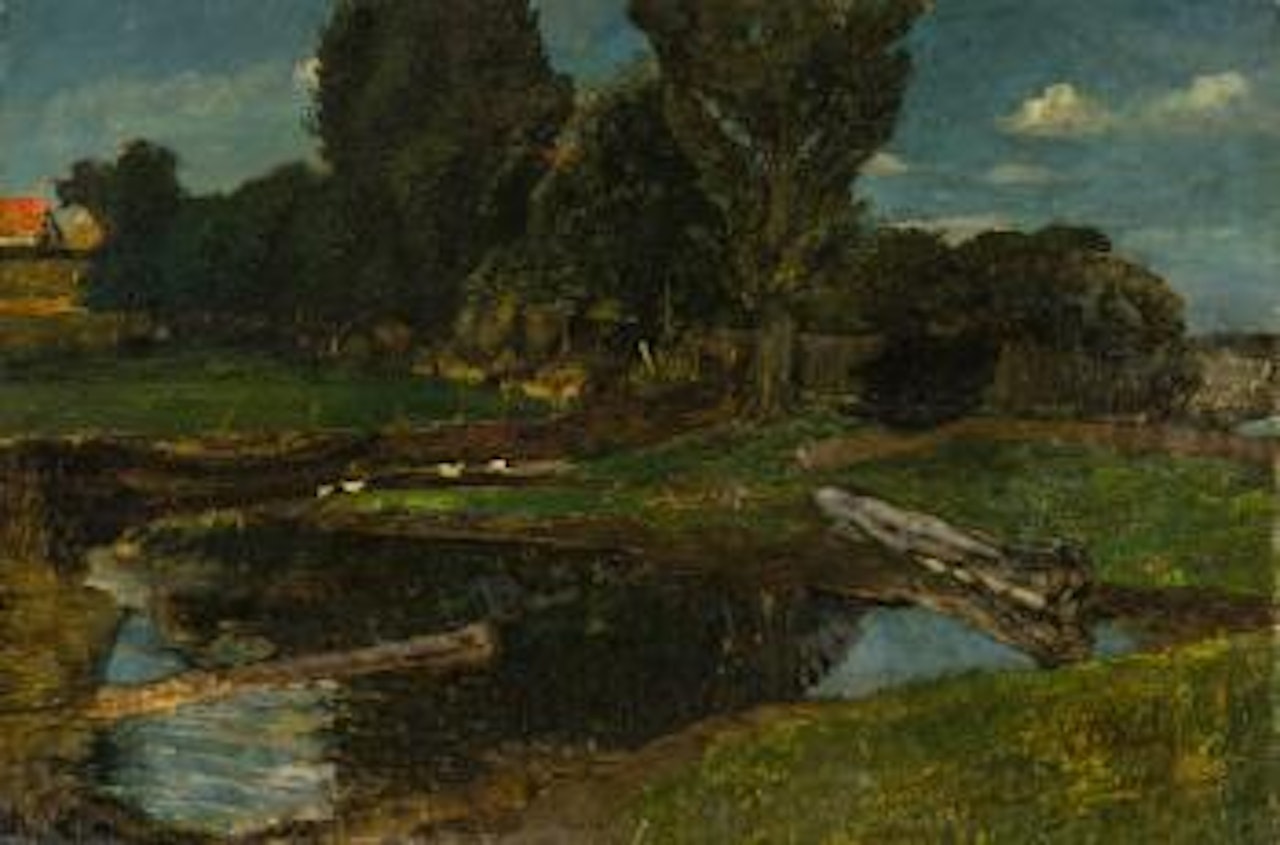 Landschaft mit Ententeich by Carl Schuch