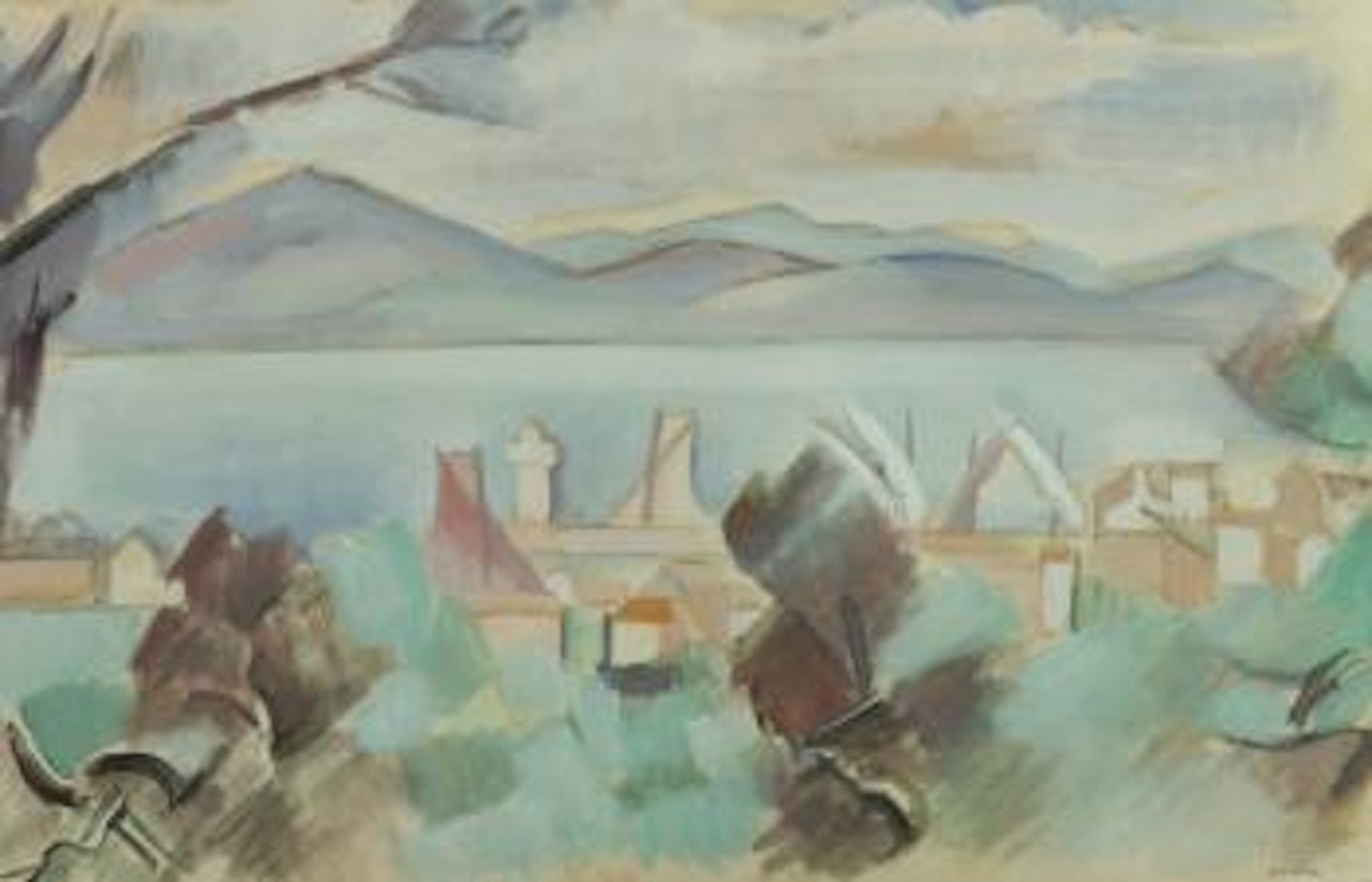 Town on the water. Mountain vista by André Lhote