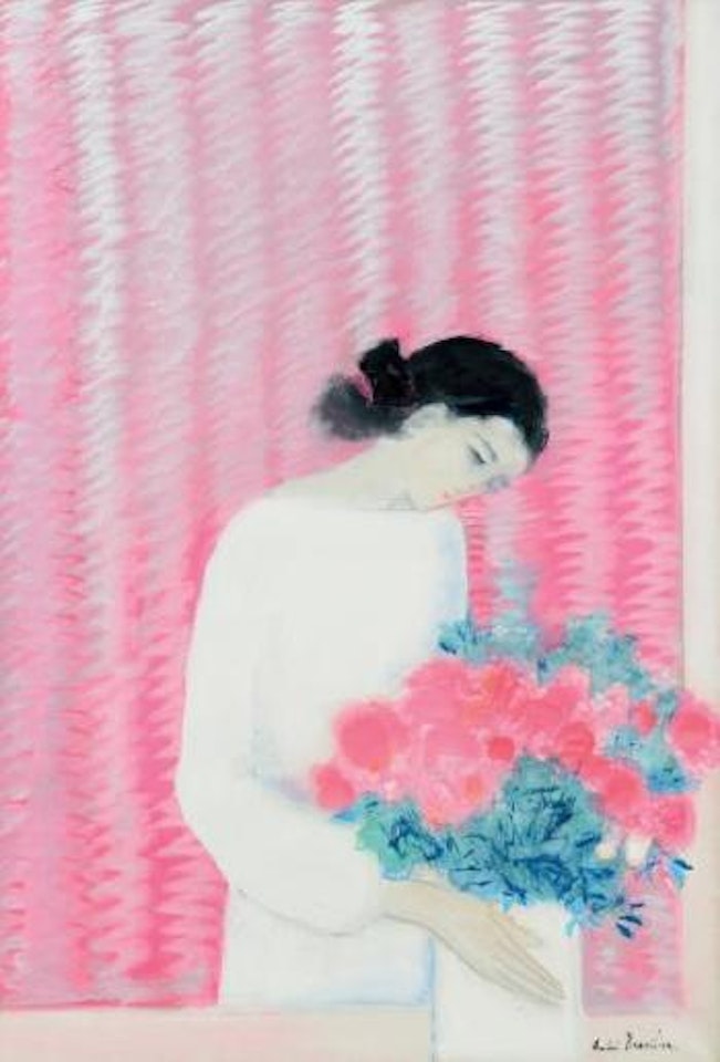 Chantal au bouquet rose by André Brasilier