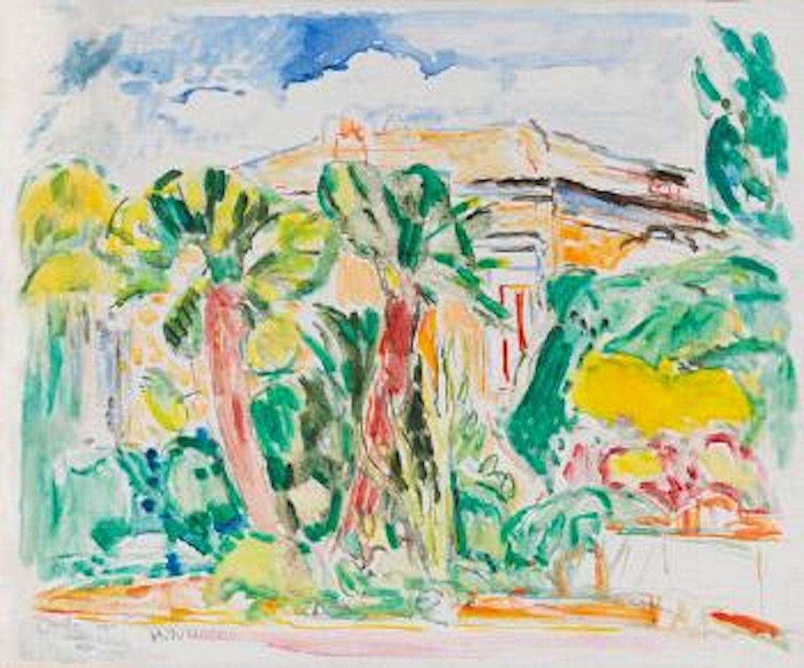 Palmen vor Villa in Sorrent by Hans Purrmann