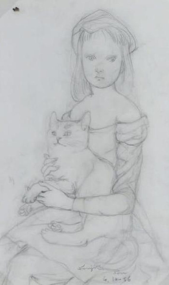 Jeune fille au chat by Leonard Tsuguharu Foujita