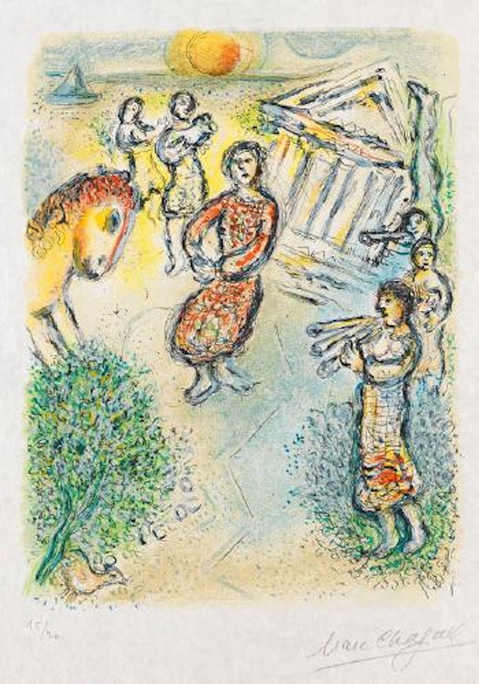 Die Zubereitung des Festmahls für die Freier by Marc Chagall