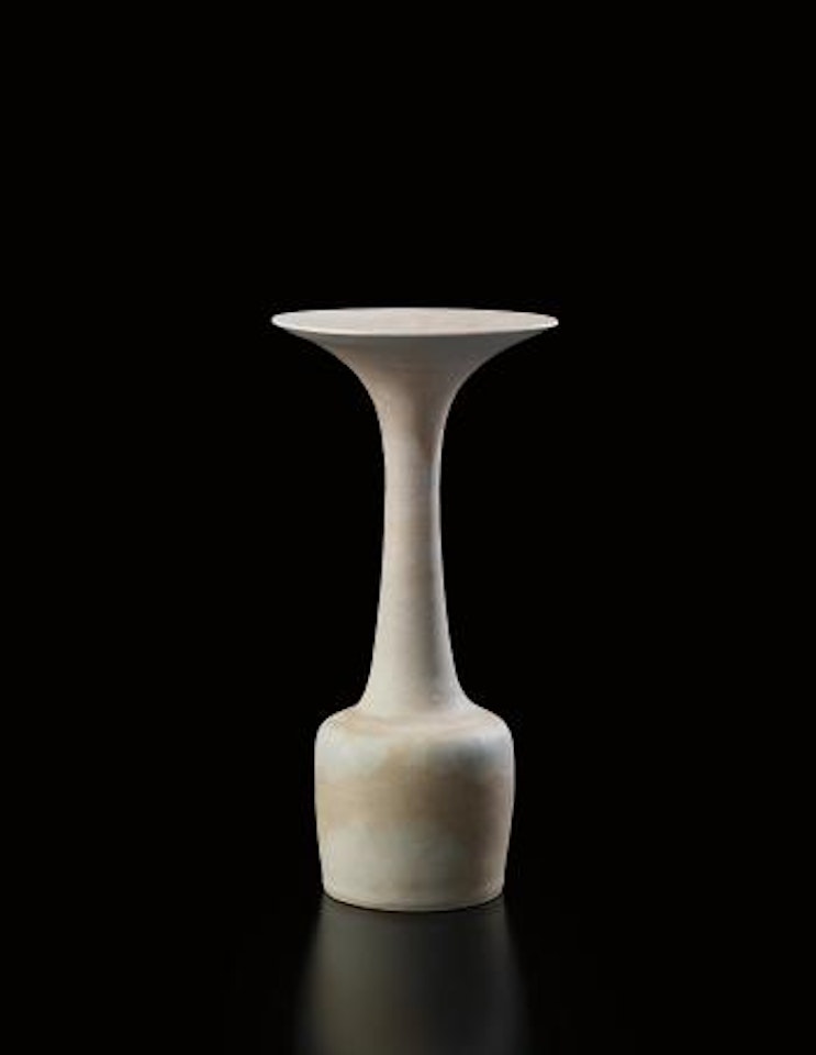 Vase with elongated neck by Lucie Rie
