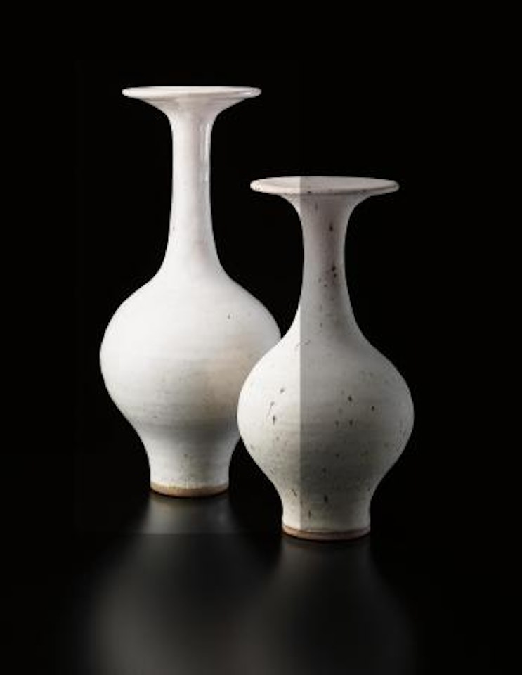 Large bottle vase with flaring lip by Lucie Rie