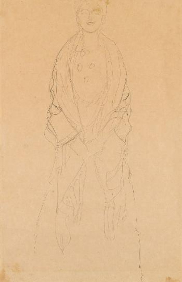 Stehend Von Vorne, Im Mantel Mit Manschetten by Gustav Klimt