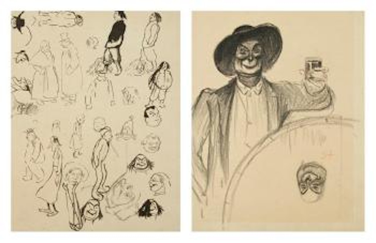 Aristide Bruant levant son verre. Bruant et d'autres personnages de cabaret by Théophile Alexandre Steinlen