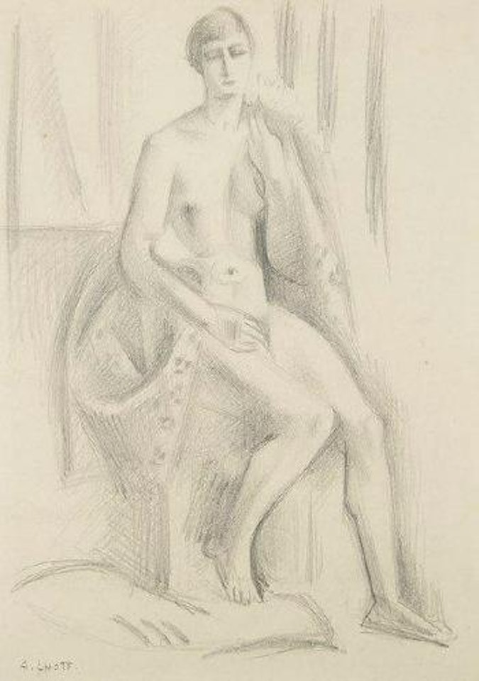 Femme assise en pied avec grand châle by André Lhote