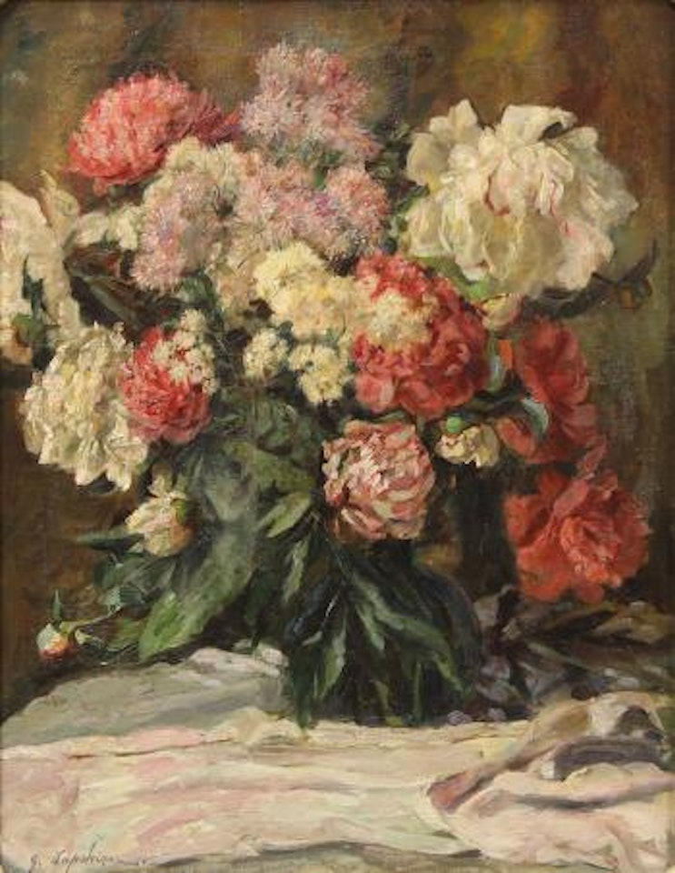 Still life with flowers by Georgij Aleksandrovic Lapschin