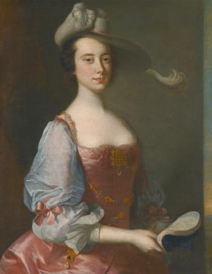 Portrait Of A Lady In Van Dyck Dress by Thomas Hudson