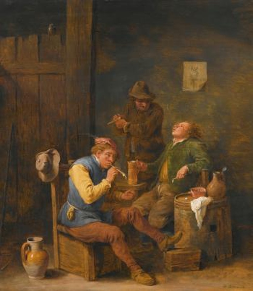 Three Smokers And Drinkers In A Tavern Interior by David Teniers II