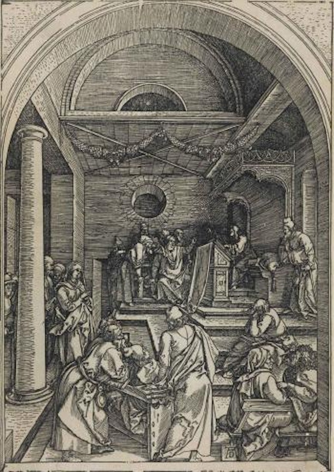 Christ among the Doctors, from: The Life of the Virgin (Bartsch 91;  Meder, Hollstein 203; Schoch, Mende and Scherbaum 181) by Albrecht Dürer