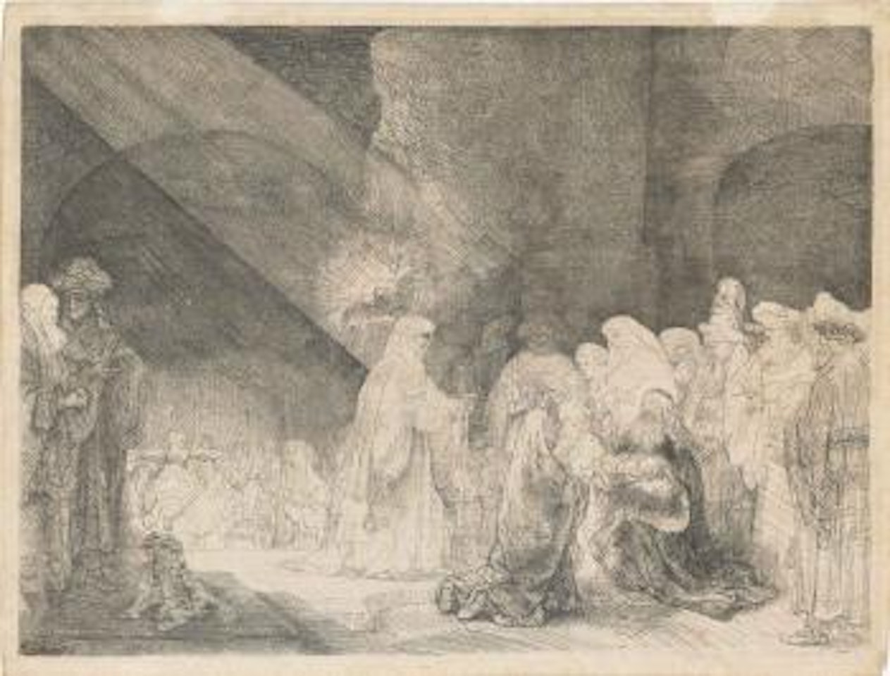 The Presentation in the Temple: Oblong Plate (Bartsch, Hollstein 49; Hind 162; New Hollstein 184) by Attributed to Rembrandt Harmensz van Rijn