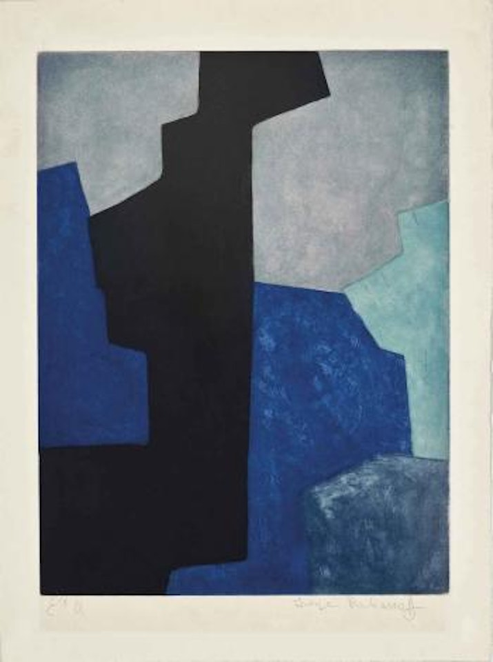 Composition in black, blue and mauve (Poliakoff/Schneider XIV) by Serge Poliakoff