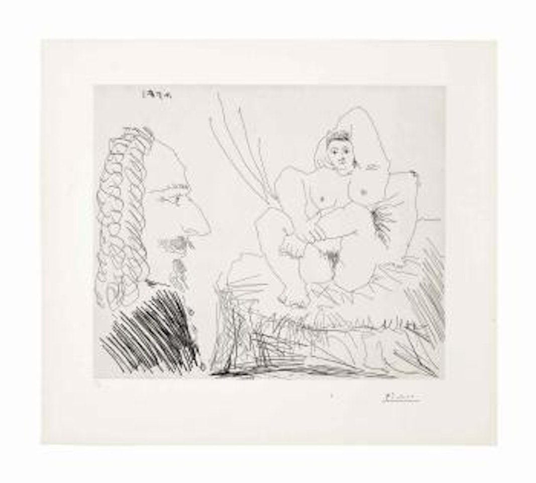 Courtisane au Lit avec un Visiteur, from: Series 347 (Bloch 1553; Baer 1569) by Pablo Picasso