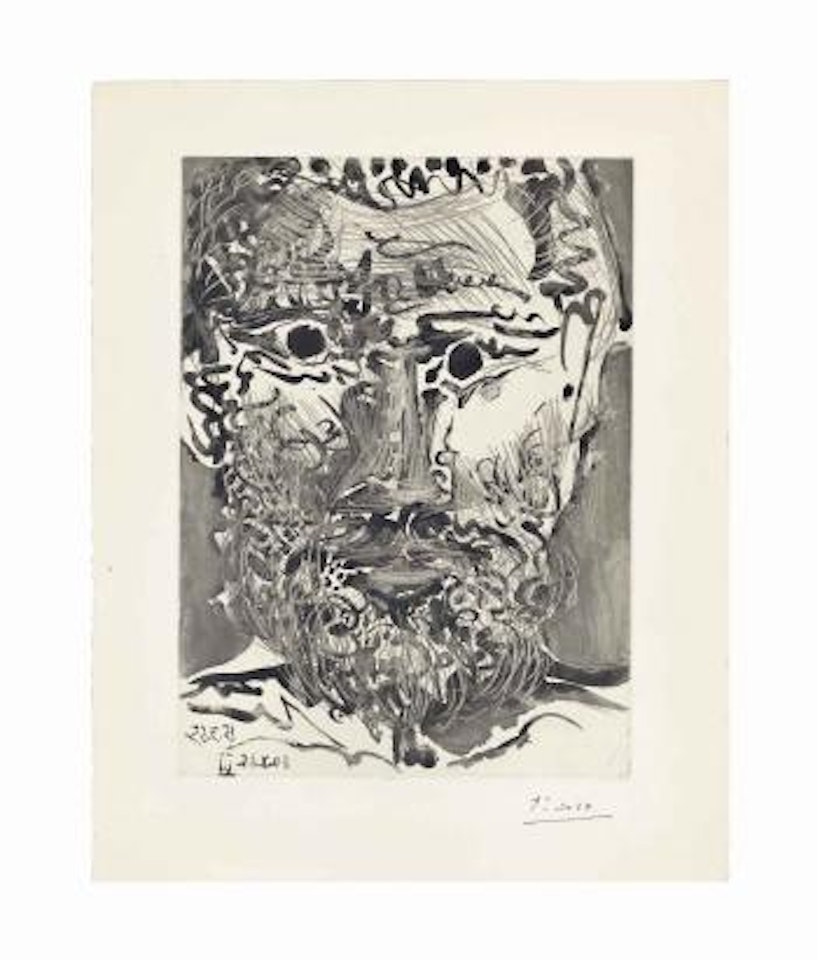 TÃªte d'Homme barbu.II: One Plate from: Sable Mouvant (Bloch 1189; Baer 1158; see Cramer Books 136) by Pablo Picasso