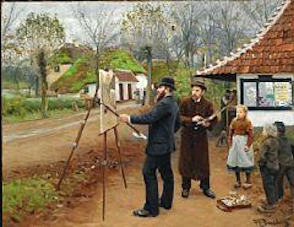 L. A. Ring maler ved Aasum Smedje (L. A. Ring painting near Aasum smithy) by Hans Andersen Brendekilde