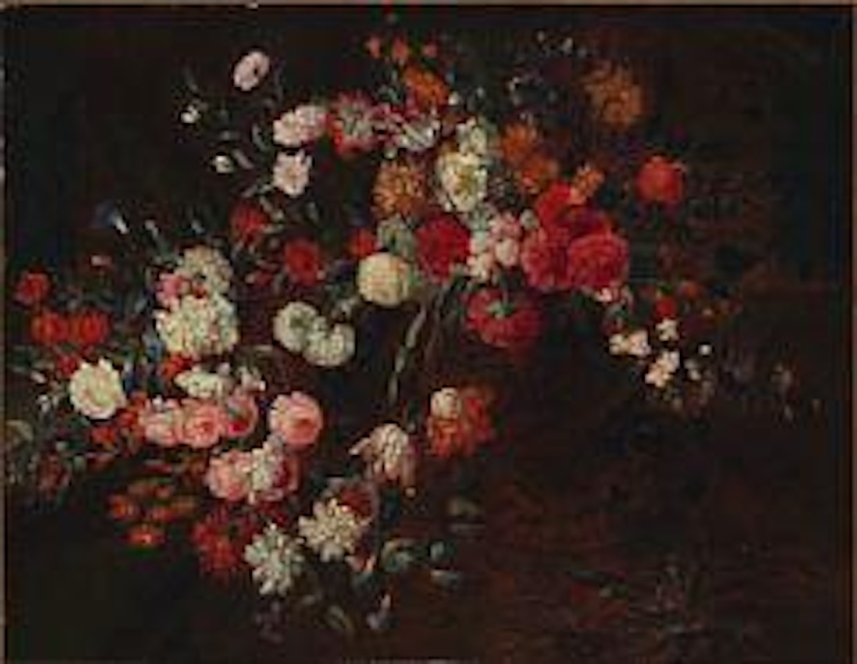 Flower still life with tulips, peonies and lilies among others by Jean Baptiste Monnoyer