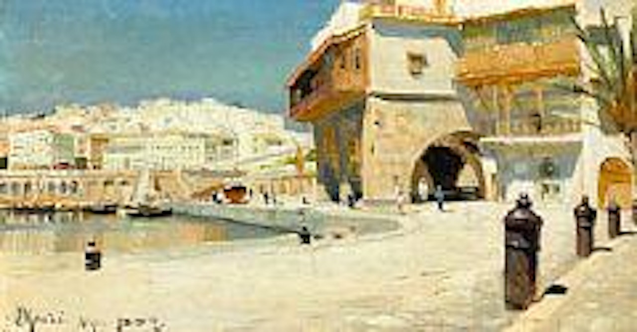 Harbor scene from Algiers by Peder Mork Monsted